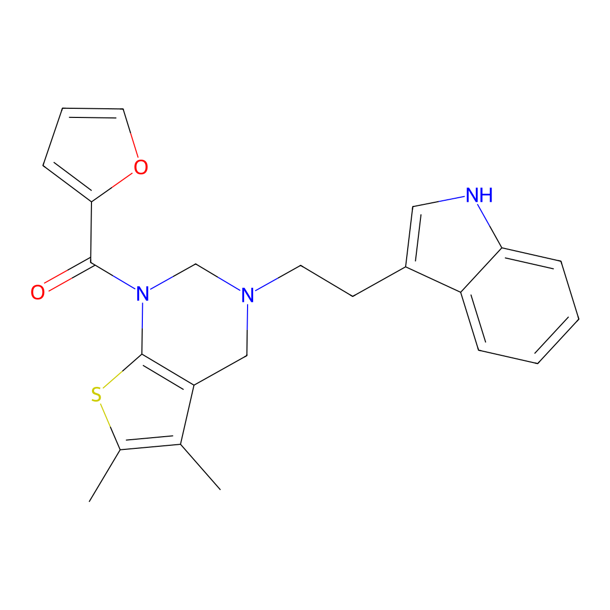 furan-2-yl{3-[2-(1H-indol-3-yl)ethyl]-5,6-dimethyl-3,4-dihydrothieno[2,3-d]pyrimidin-1(2H)-yl}methanone molecular structure, CAS 618410-69-8
