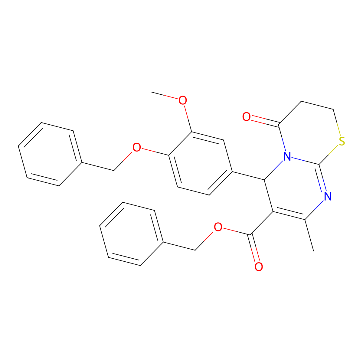 Benzyl 6-[4-(benzyloxy)-3-methoxyphenyl]-8-methyl-4-oxo-3,4-dihydro-2H,6H-pyrimido[2,1-B][1,3]thiazine-7-carboxylate molecular structure, CAS 618410-71-2