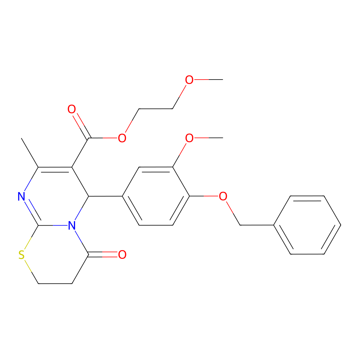 2-Methoxyethyl 6-(4-(benzyloxy)-3-methoxyphenyl)-8-methyl-4-oxo-3,4-dihydro-2H,6H-pyrimido(2,1-B)(1,3)thiazine-7-carboxylate molecular structure, CAS 618410-78-9