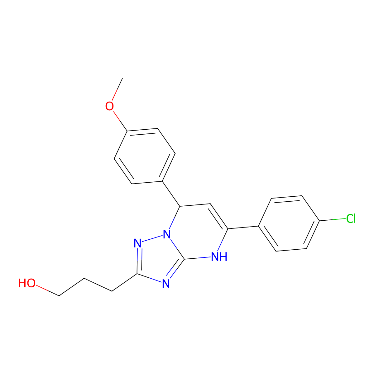 3-[5-(4-Chlorophenyl)-7-(4-methoxyphenyl)-4,7-dihydro[1,2,4]triazolo[1,5-a]pyrimidin-2-yl]propan-1-ol molecular structure, CAS 618410-82-5