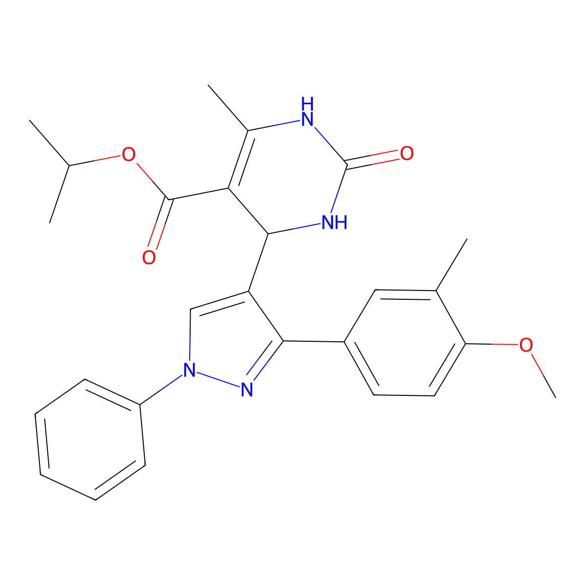 Isopropyl 4-(3-(4-methoxy-3-methylphenyl)-1-phenyl-1H-pyrazol-4-YL)-6-methyl-2-oxo-1,2,3,4-tetrahydro-5-pyrimidinecarboxylate molecular structure, CAS 618410-92-7