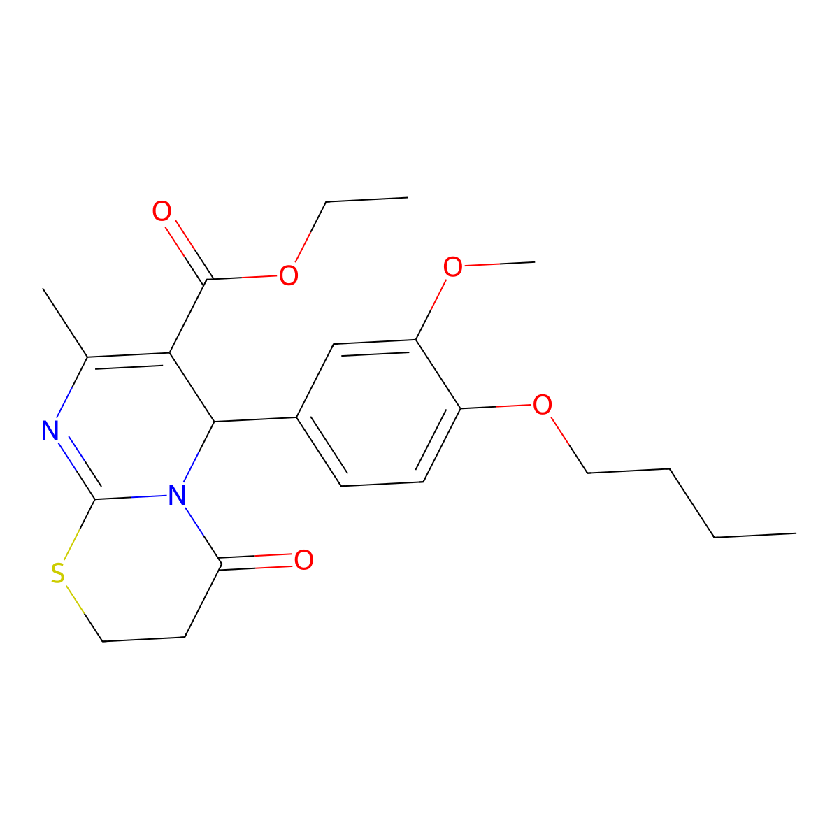 Ethyl 6-(4-butoxy-3-methoxyphenyl)-8-methyl-4-oxo-3,4-dihydro-2H,6H-pyrimido(2,1-B)(1,3)thiazine-7-carboxylate molecular structure, CAS 618410-99-4