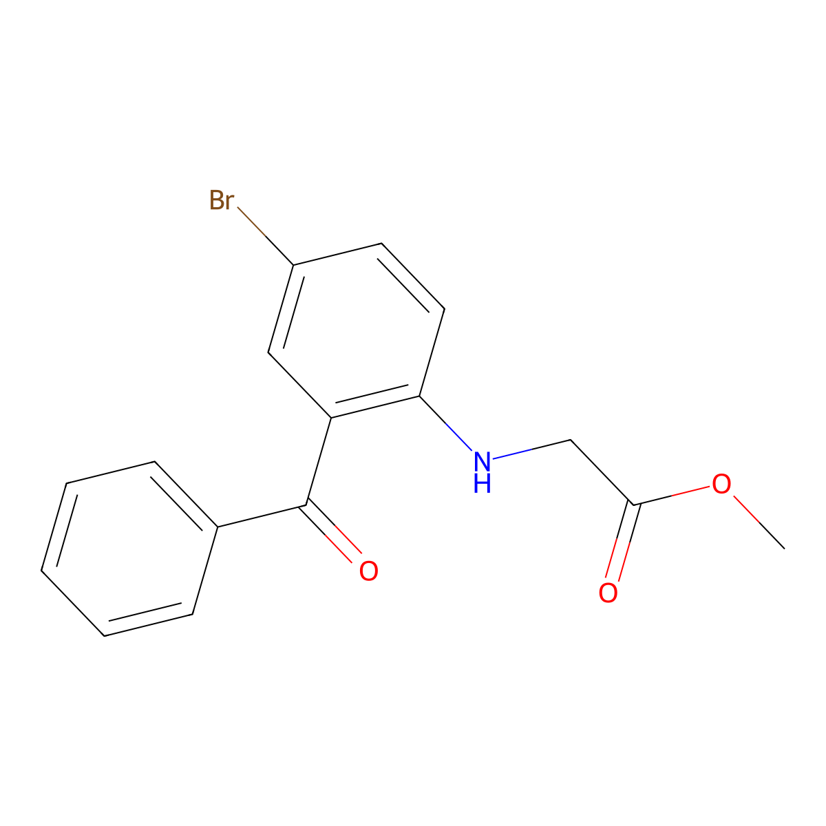 Methyl 2-((2-benzoyl-4-bromophenyl)amino)acetate molecular structure, CAS 618411-00-0