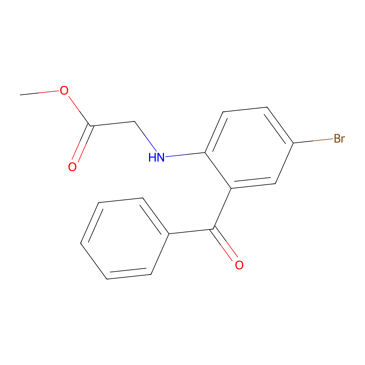 Methyl 2-((2-benzoyl-4-bromophenyl)amino)acetate molecular structure, CAS 618411-00-0