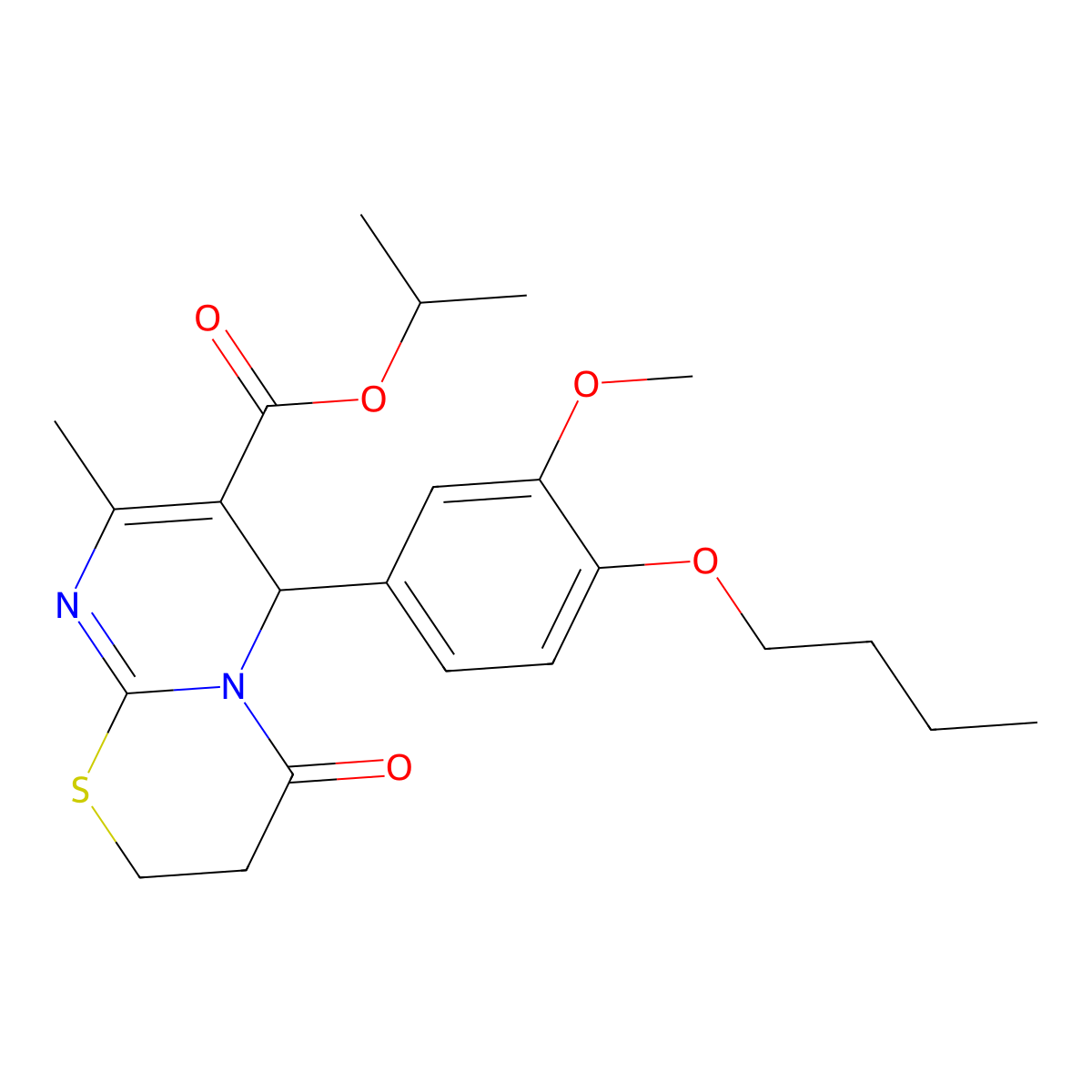 Isopropyl 6-(4-butoxy-3-methoxyphenyl)-8-methyl-4-oxo-3,4-dihydro-2H,6H-pyrimido[2,1-B][1,3]thiazine-7-carboxylate molecular structure, CAS 618411-07-7