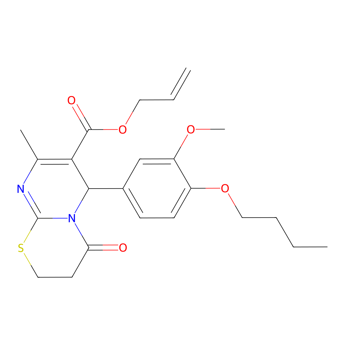 Allyl 6-(4-butoxy-3-methoxyphenyl)-8-methyl-4-oxo-3,4-dihydro-2H,6H-pyrimido[2,1-B][1,3]thiazine-7-carboxylate molecular structure, CAS 618411-14-6