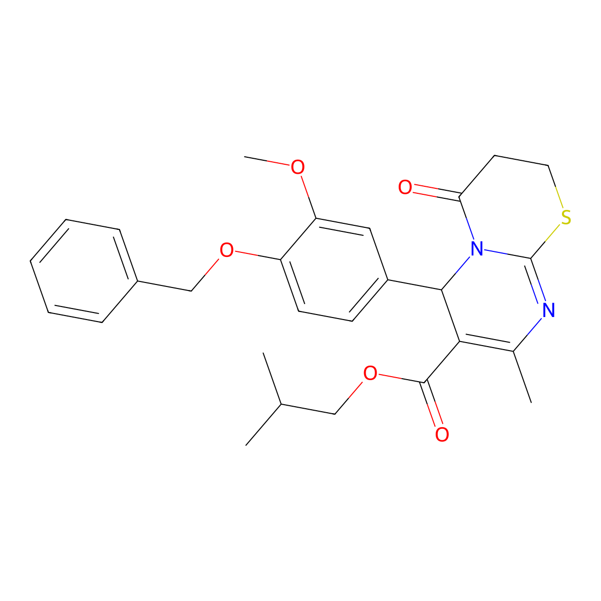 Isobutyl 6-[4-(benzyloxy)-3-methoxyphenyl]-8-methyl-4-oxo-3,4-dihydro-2H,6H-pyrimido[2,1-B][1,3]thiazine-7-carboxylate molecular structure, CAS 618411-28-2