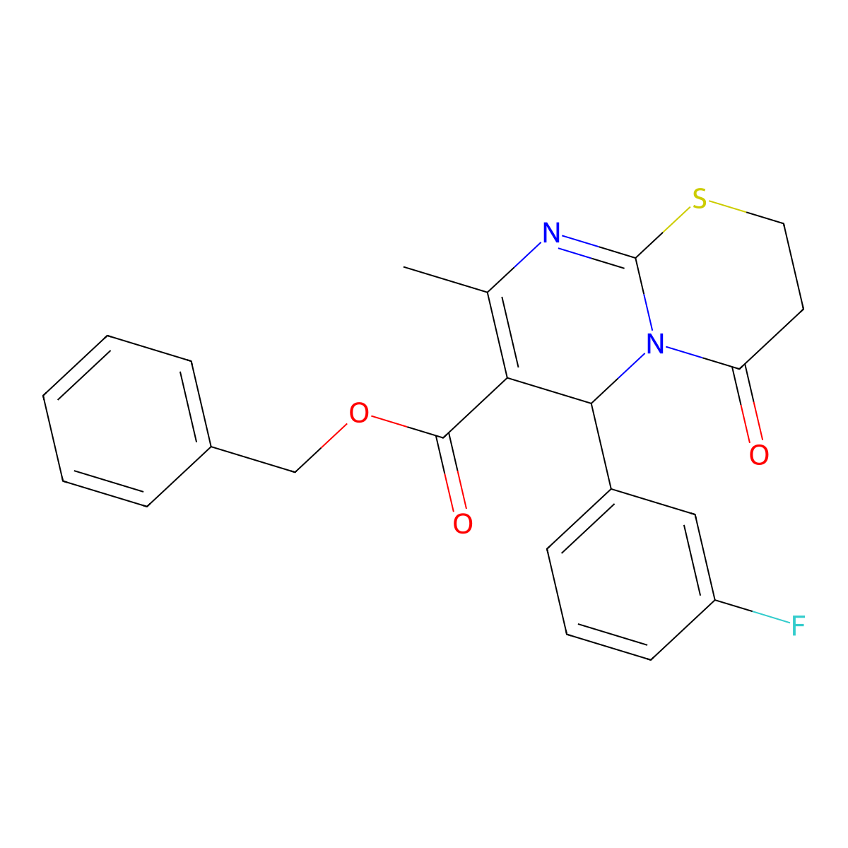 Benzyl 6-(3-fluorophenyl)-8-methyl-4-oxo-3,4-dihydro-2H,6H-pyrimido[2,1-B][1,3]thiazine-7-carboxylate molecular structure, CAS 618411-35-1