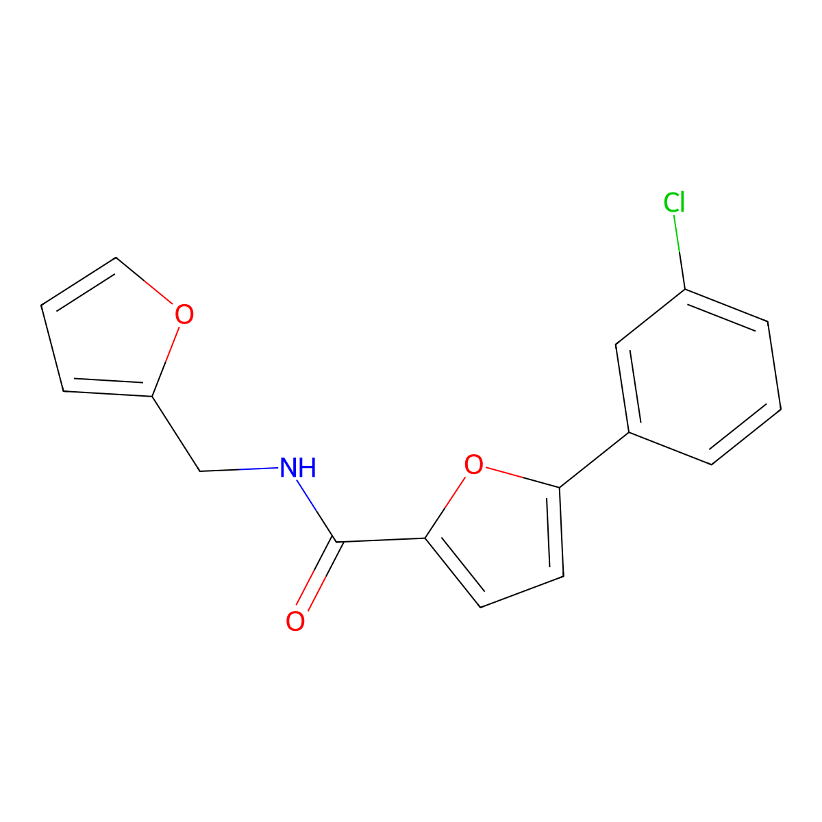 5-(3-chlorophenyl)-N-(furan-2-ylmethyl)furan-2-carboxamide molecular structure, CAS 618411-44-2