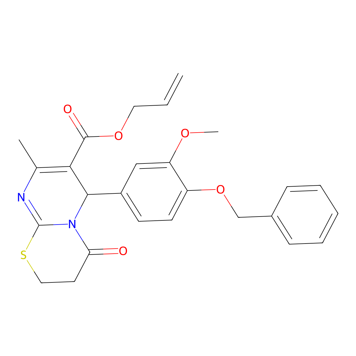 Allyl 6-[4-(benzyloxy)-3-methoxyphenyl]-8-methyl-4-oxo-3,4-dihydro-2H,6H-pyrimido[2,1-B][1,3]thiazine-7-carboxylate molecular structure, CAS 618411-63-5
