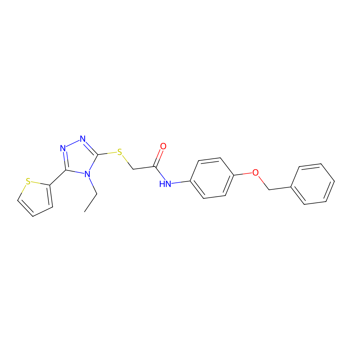 N-(4-(Benzyloxy)PH)-2-((4-ET-5-(2-thienyl)-4H-1,2,4-triazol-3-YL)thio)acetamide molecular structure, CAS 618412-05-8