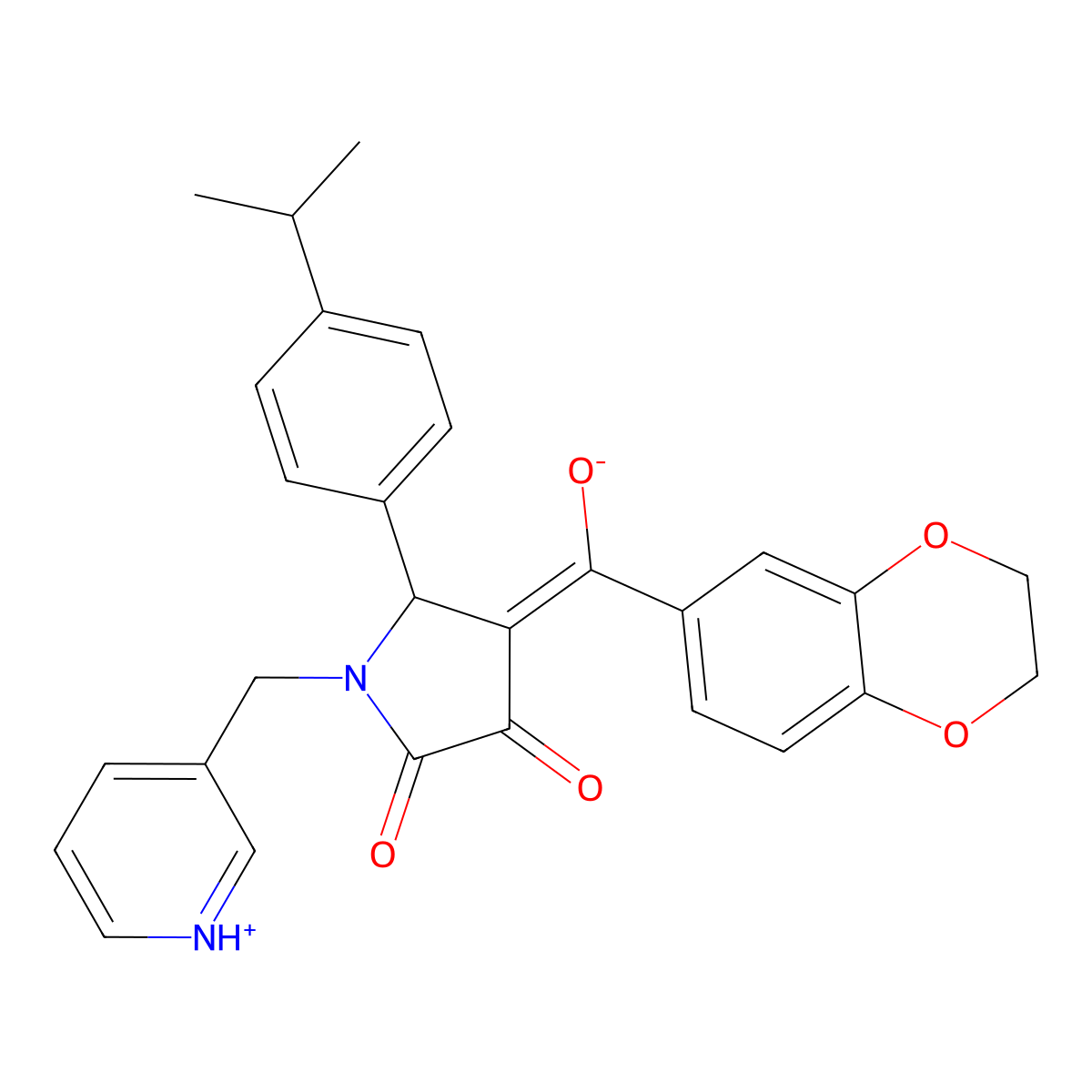 4-[2,3-Dihydro-1,4-benzodioxin-6-yl(hydroxy)methylidene]-5-(4-propan-2-ylphenyl)-1-(pyridin-3-ylmethyl)pyrrolidine-2,3-dione molecular structure, CAS 618412-34-3