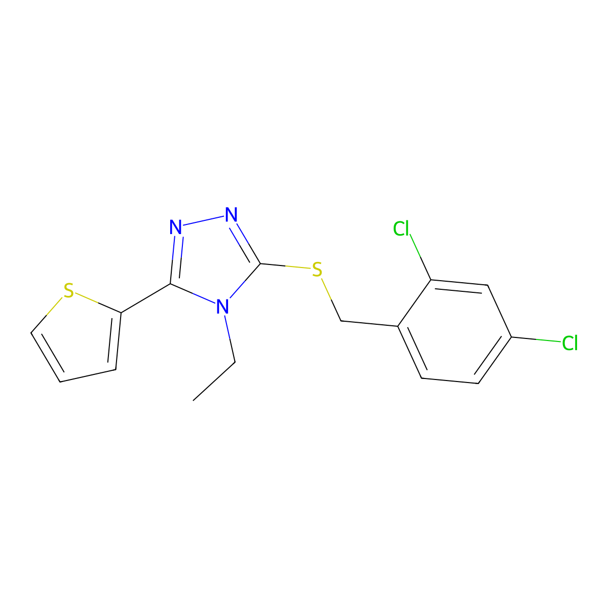 2,4-Dichlorobenzyl 4-ethyl-5-(2-thienyl)-4H-1,2,4-triazol-3-YL sulfide molecular structure, CAS 618412-42-3