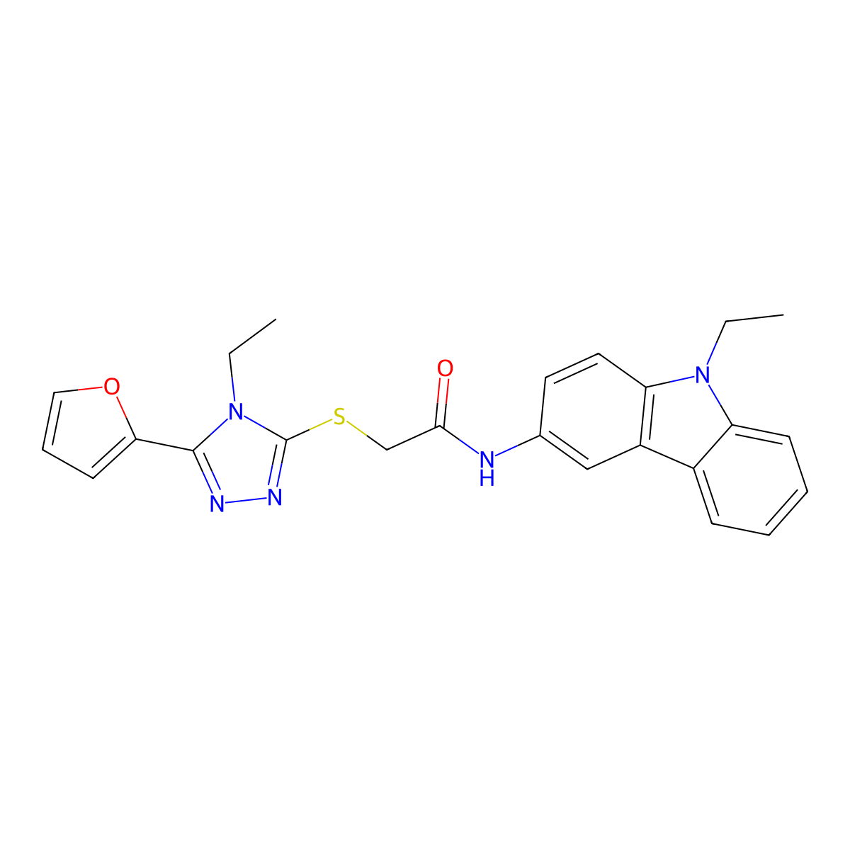 N-(9-Ethyl-9H-carbazol-3-YL)-2-{[4-ethyl-5-(2-furyl)-4H-1,2,4-triazol-3-YL]sulfanyl}acetamide molecular structure, CAS 618412-48-9