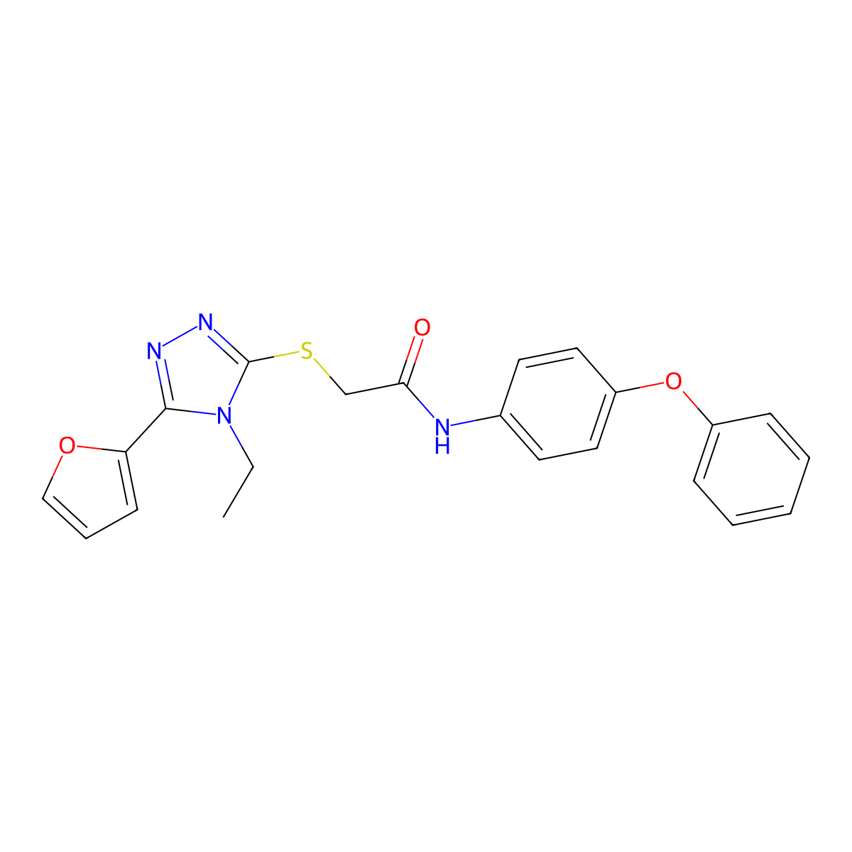 2-((4-Ethyl-5-(2-furyl)-4H-1,2,4-triazol-3-YL)thio)-N-(4-phenoxyphenyl)acetamide molecular structure, CAS 618412-54-7