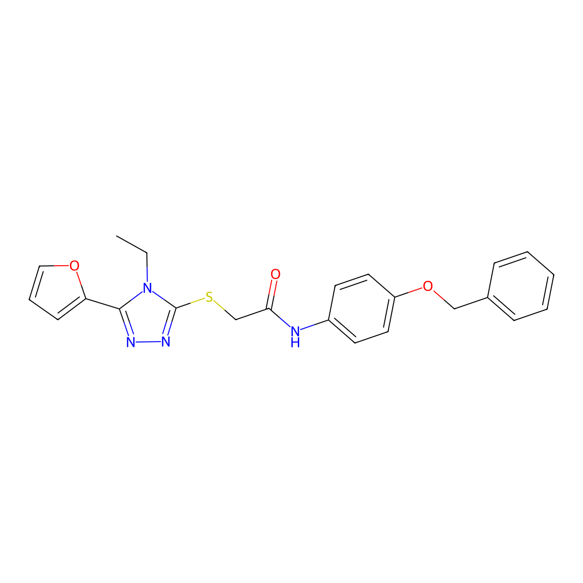 N-(4-(Benzyloxy)PH)-2-((4-ethyl-5-(2-furyl)-4H-1,2,4-triazol-3-YL)thio)acetamide molecular structure, CAS 618412-66-1
