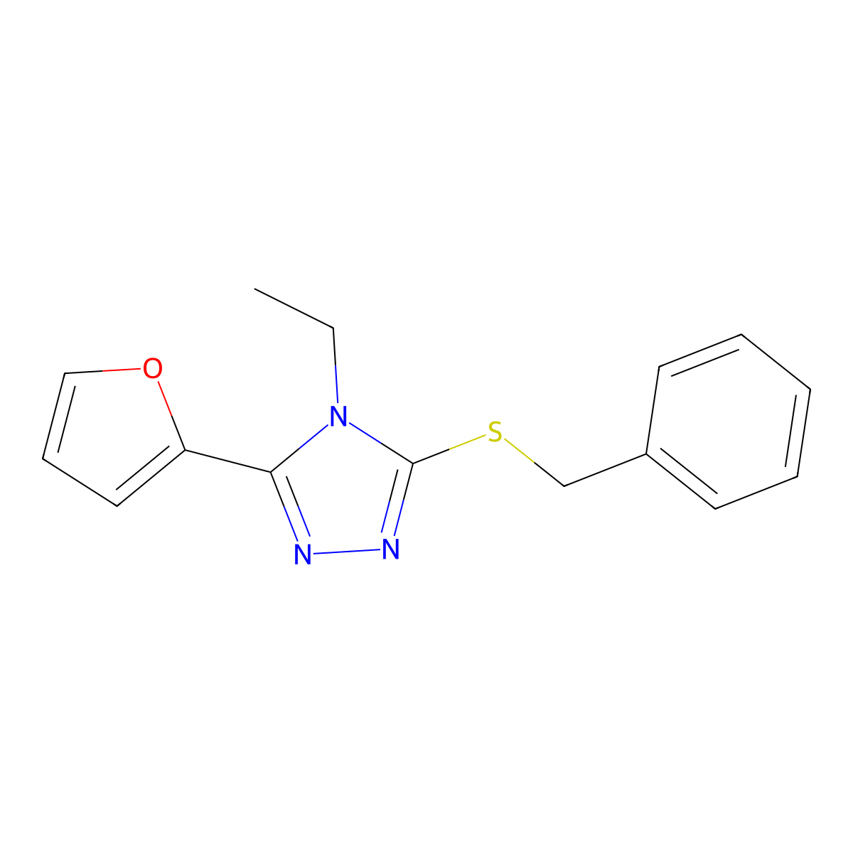 3-(Benzylthio)-4-ethyl-5-(2-furyl)-4H-1,2,4-triazole molecular structure, CAS 618412-84-3