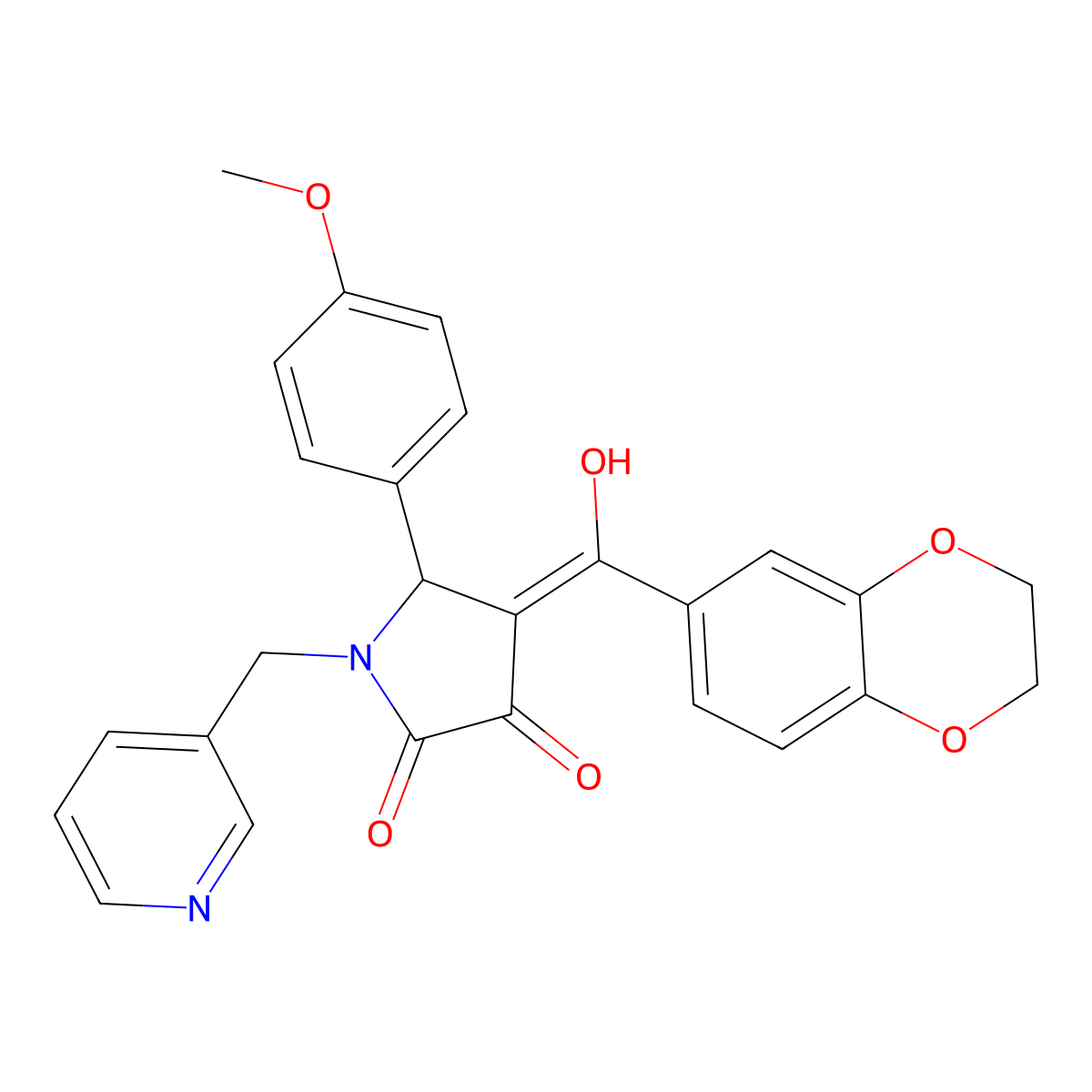 4-(2,3-dihydro-1,4-benzodioxine-6-carbonyl)-3-hydroxy-5-(4-methoxyphenyl)-1-[(pyridin-3-yl)methyl]-2,5-dihydro-1H-pyrrol-2-one molecular structure, CAS 618412-94-5