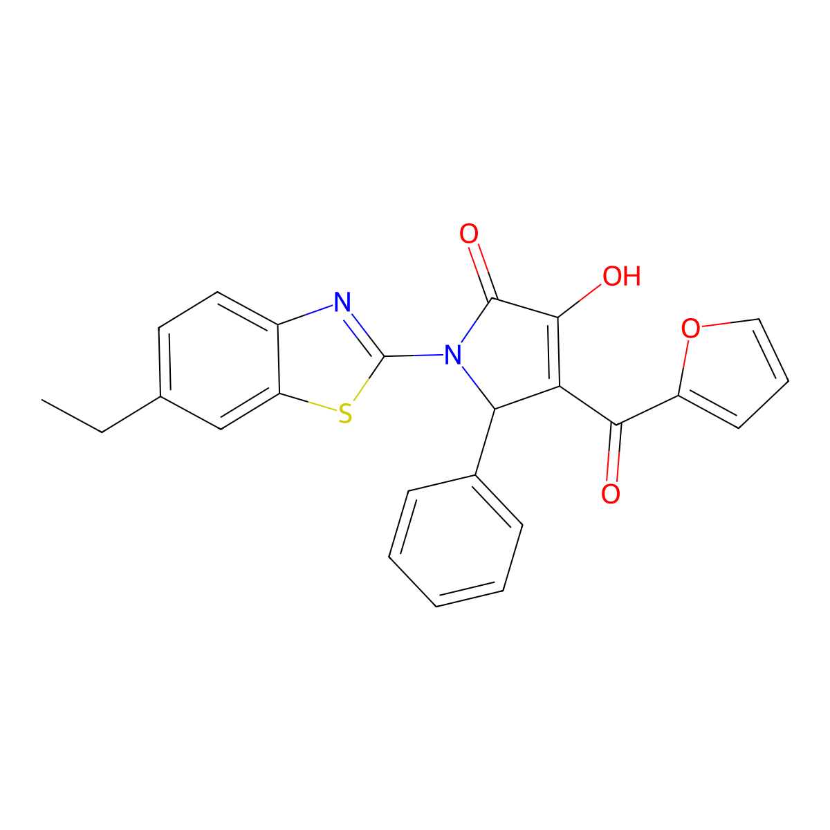 1-(6-ethylbenzo[d]thiazol-2-yl)-4-(furan-2-carbonyl)-3-hydroxy-5-phenyl-1H-pyrrol-2(5H)-one molecular structure, CAS 618413-38-0