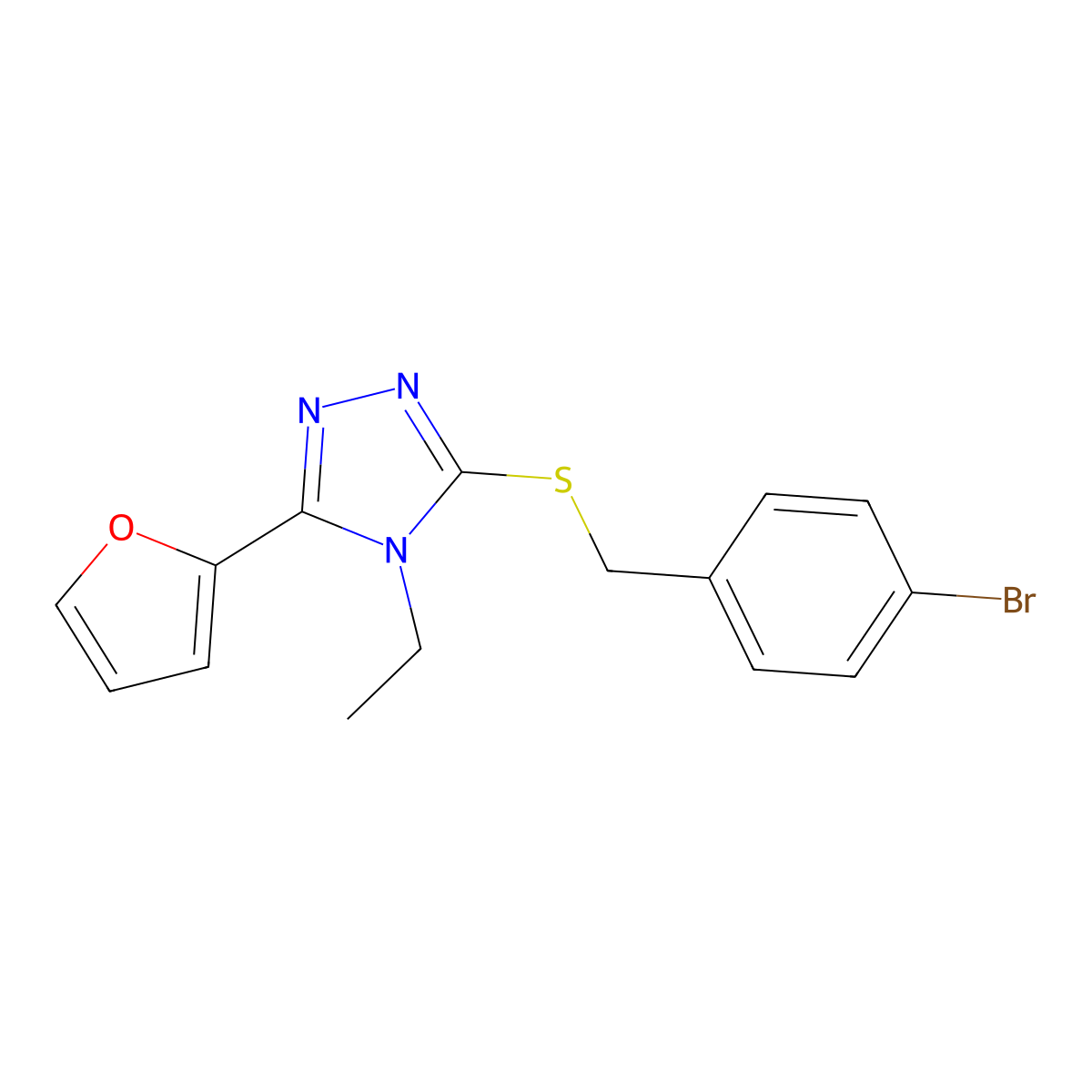 3-((4-Bromobenzyl)thio)-4-ethyl-5-(2-furyl)-4H-1,2,4-triazole molecular structure, CAS 618413-40-4