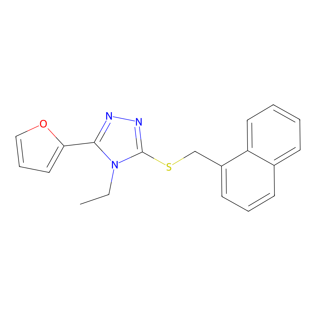4-Ethyl-3-(2-furyl)-5-((1-naphthylmethyl)thio)-4H-1,2,4-triazole molecular structure, CAS 618413-75-5
