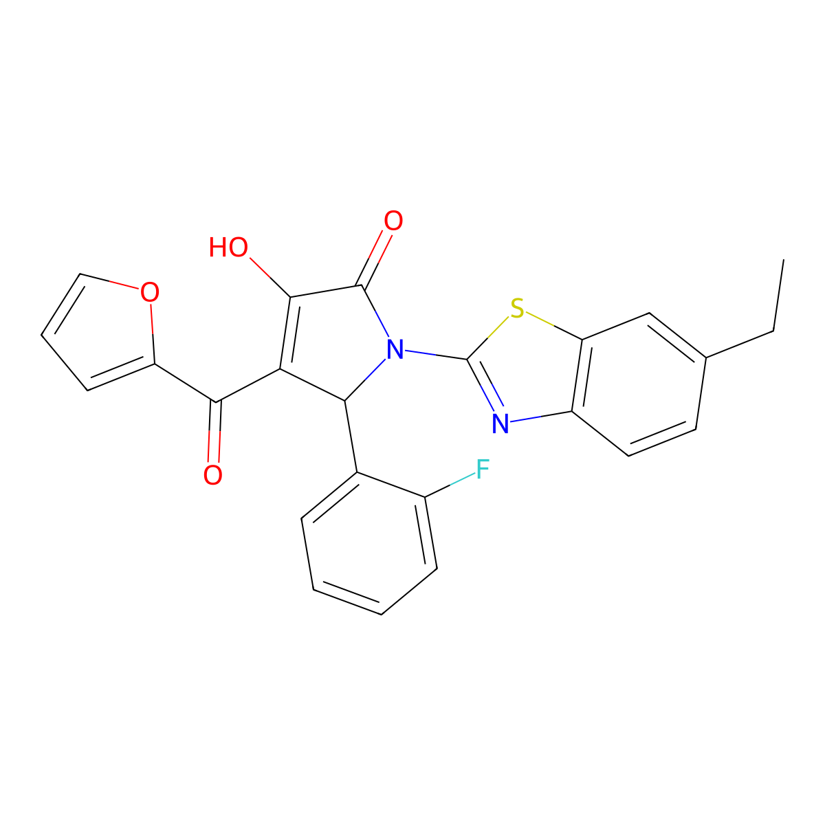 1-(6-ethylbenzo[d]thiazol-2-yl)-5-(2-fluorophenyl)-4-(furan-2-carbonyl)-3-hydroxy-1H-pyrrol-2(5H)-one molecular structure, CAS 618413-79-9