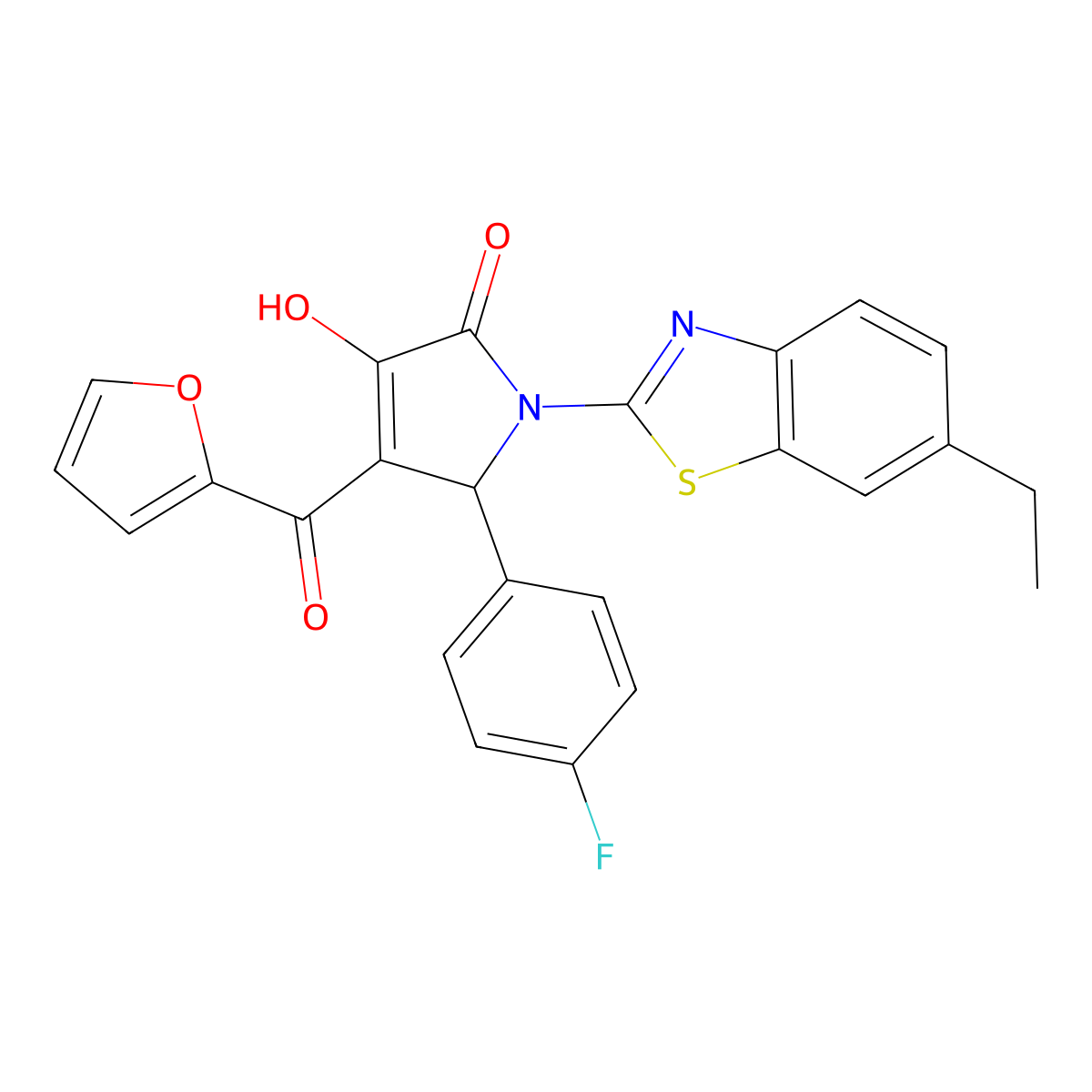 1-(6-ethylbenzo[d]thiazol-2-yl)-5-(4-fluorophenyl)-4-(furan-2-carbonyl)-3-hydroxy-1H-pyrrol-2(5H)-one molecular structure, CAS 618413-85-7