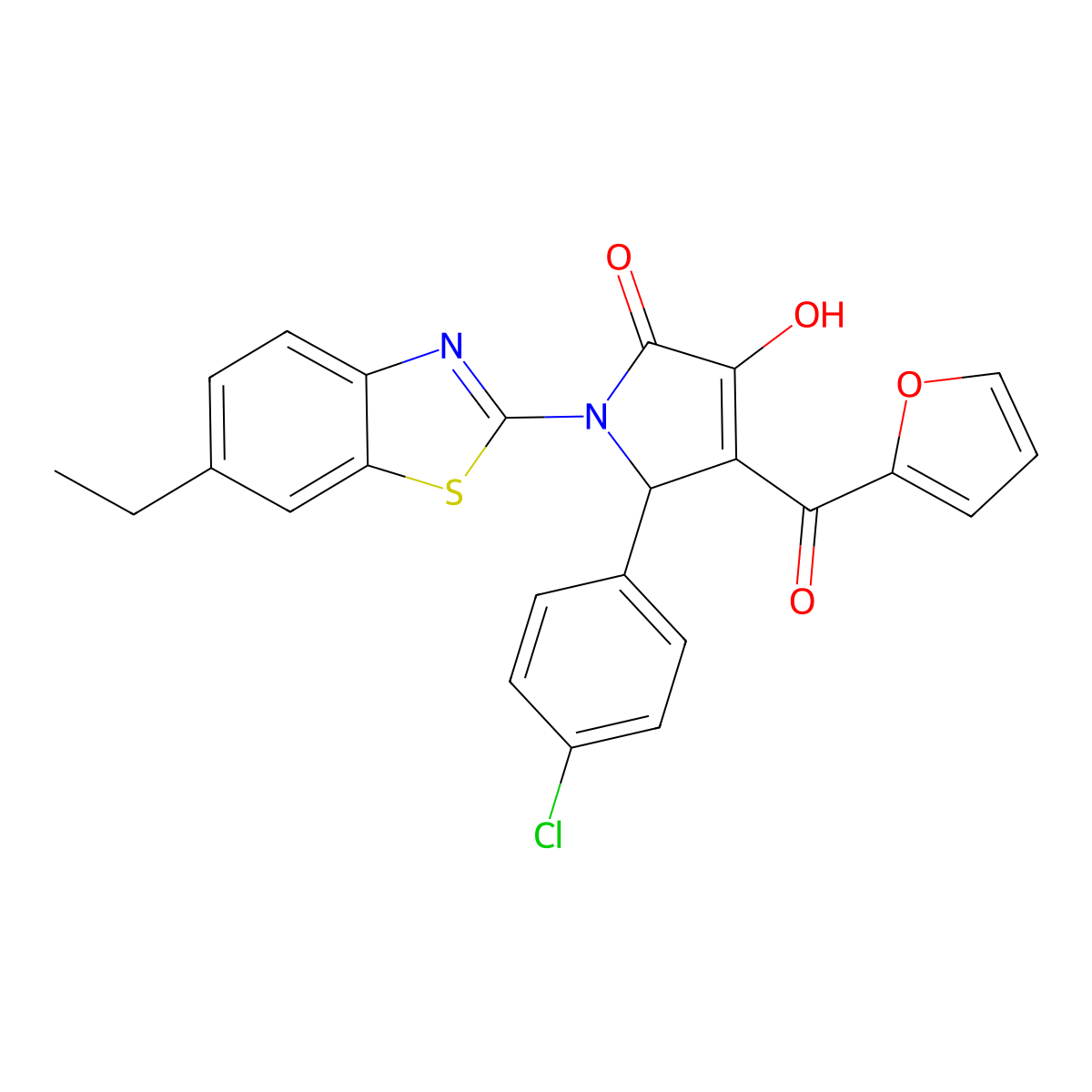 5-(4-Chlorophenyl)-1-(6-ethylbenzothiazol-2-yl)-4-(2-furylcarbonyl)-3-hydroxy-3-pyrrolin-2-one molecular structure, CAS 618413-91-5