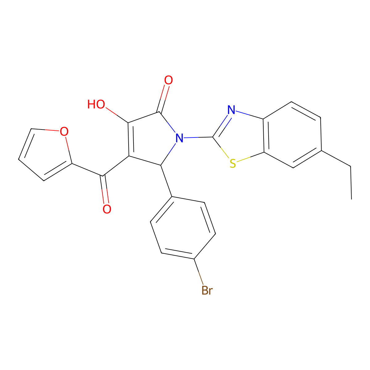 2-(4-bromophenyl)-1-(6-ethyl-1,3-benzothiazol-2-yl)-3-(furan-2-carbonyl)-4-hydroxy-2H-pyrrol-5-one molecular structure, CAS 618414-03-2