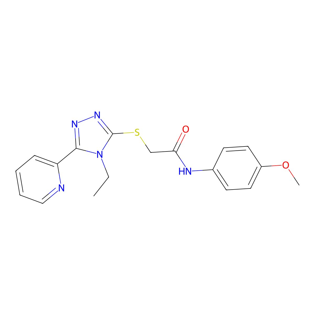 2-{[4-Ethyl-5-(2-pyridinyl)-4H-1,2,4-triazol-3-YL]sulfanyl}-N-(4-methoxyphenyl)acetamide molecular structure, CAS 618414-17-8