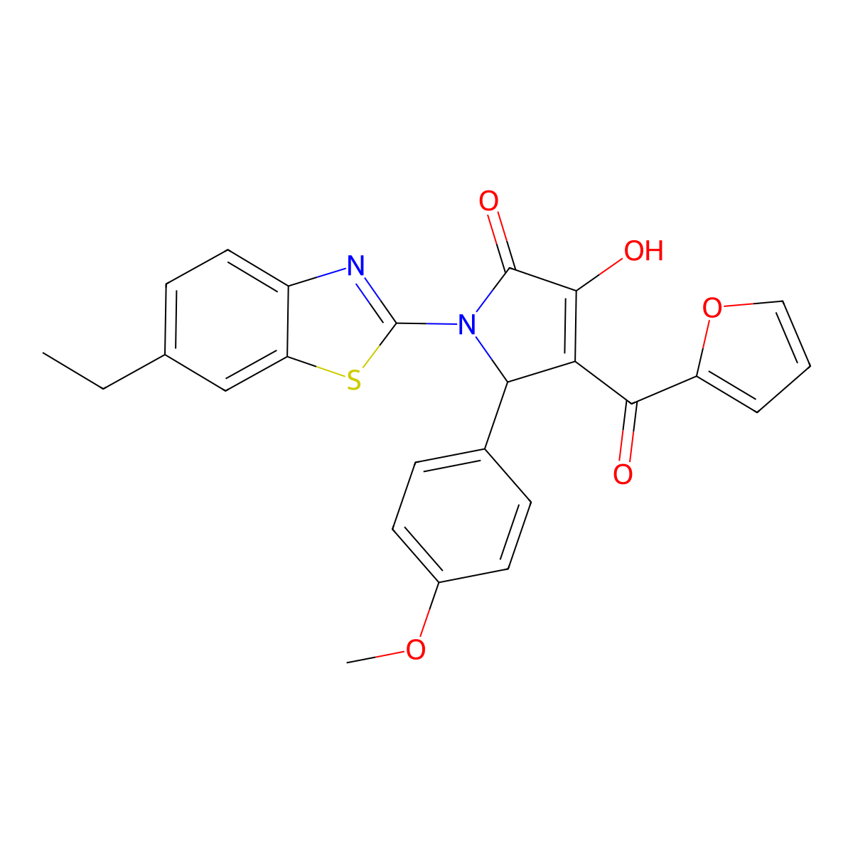 1-(6-Ethylbenzothiazol-2-yl)-4-(2-furylcarbonyl)-3-hydroxy-5-(4-methoxyphenyl)-3-pyrrolin-2-one molecular structure, CAS 618414-21-4