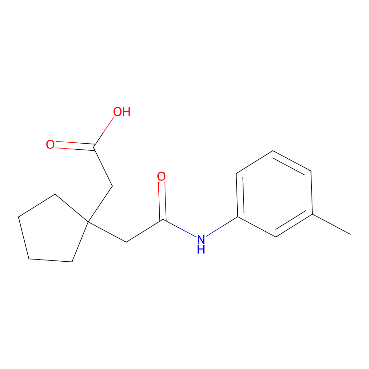 (1-{2-[(3-Methylphenyl)amino]-2-oxoethyl}cyclopentyl)acetic acid molecular structure, CAS 618414-22-5