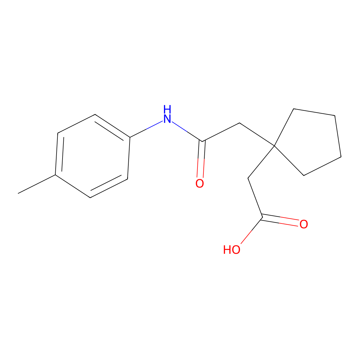 (1-{2-[(4-Methylphenyl)amino]-2-oxoethyl}cyclopentyl)acetic acid molecular structure, CAS 618414-28-1