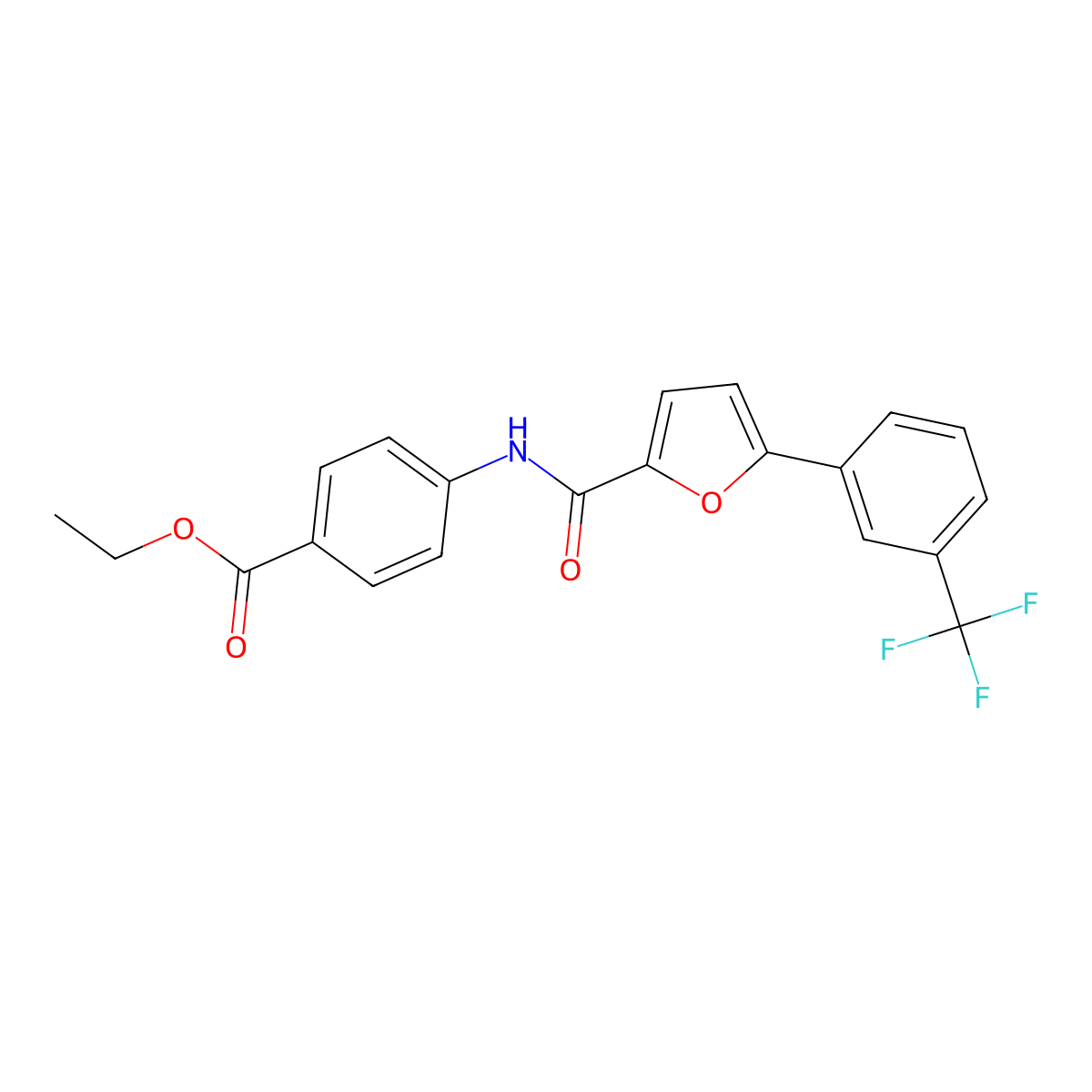Ethyl 4-(5-(3-(trifluoromethyl)phenyl)furan-2-carboxamido)benzoate molecular structure, CAS 618414-31-6