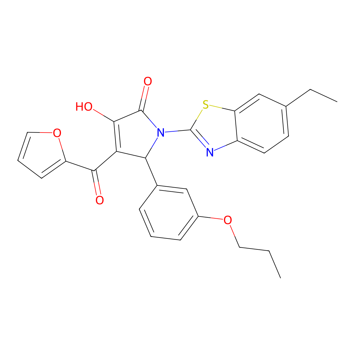 1-(6-Ethylbenzothiazol-2-yl)-4-(2-furylcarbonyl)-3-hydroxy-5-(3-propoxyphenyl)-3-pyrrolin-2-one molecular structure, CAS 618414-39-4
