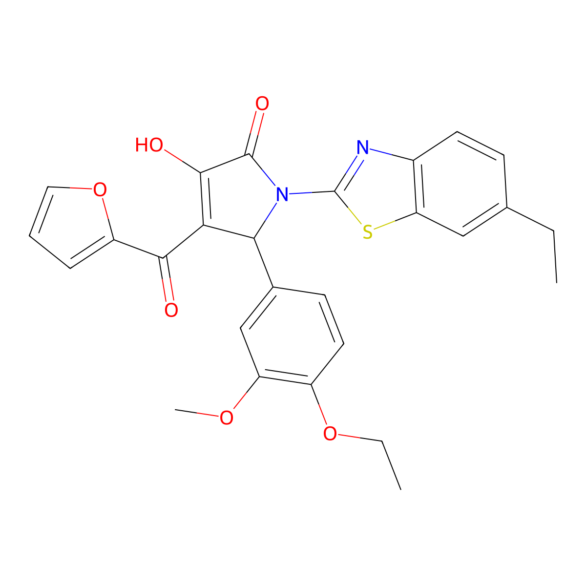 5-(4-Ethoxy-3-methoxyphenyl)-1-(6-ethylbenzothiazol-2-yl)-4-(2-furylcarbonyl)-3-hydroxy-3-pyrrolin-2-one molecular structure, CAS 618414-75-8