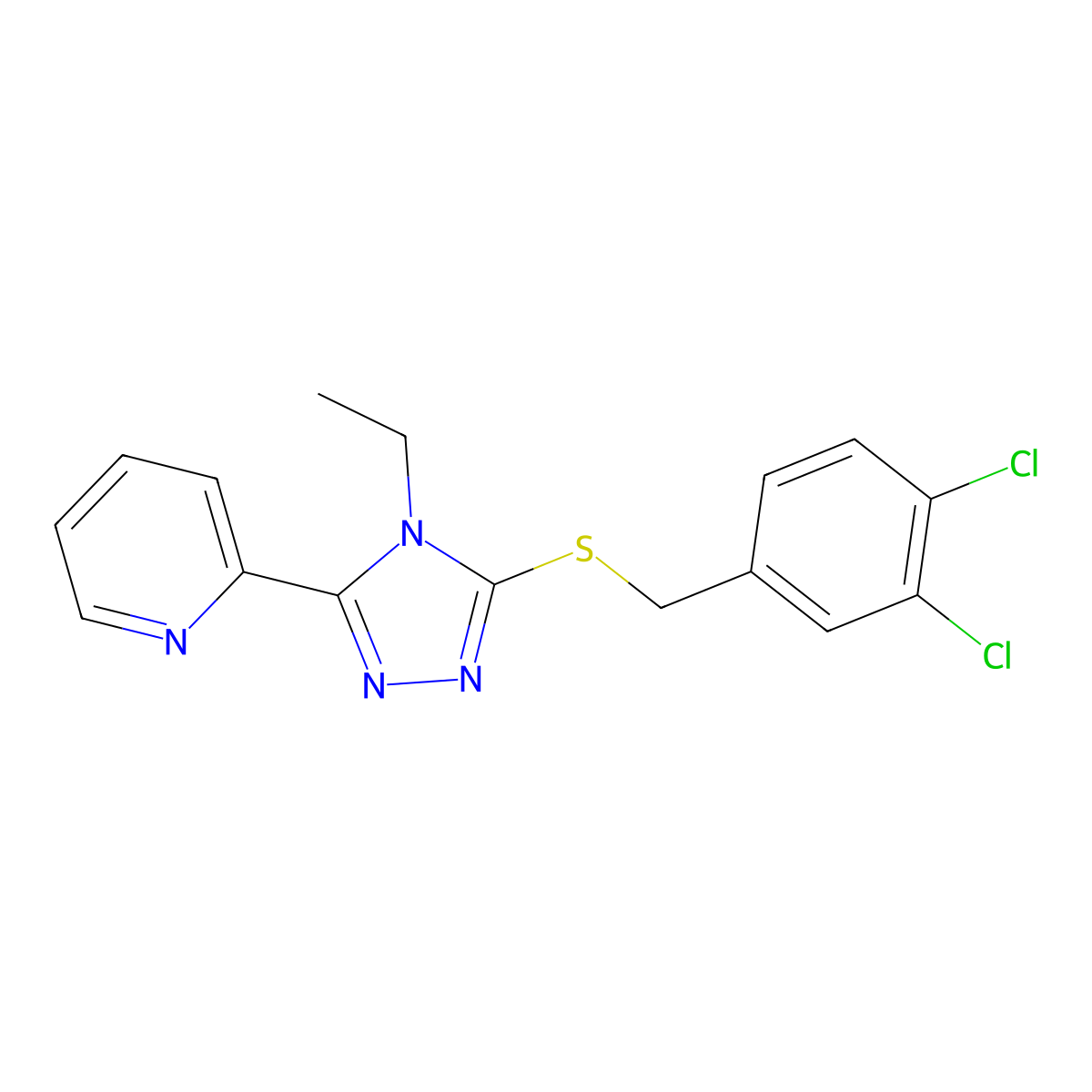 2-(5-((3,4-Dichlorobenzyl)thio)-4-ethyl-4H-1,2,4-triazol-3-YL)pyridine molecular structure, CAS 618414-77-0