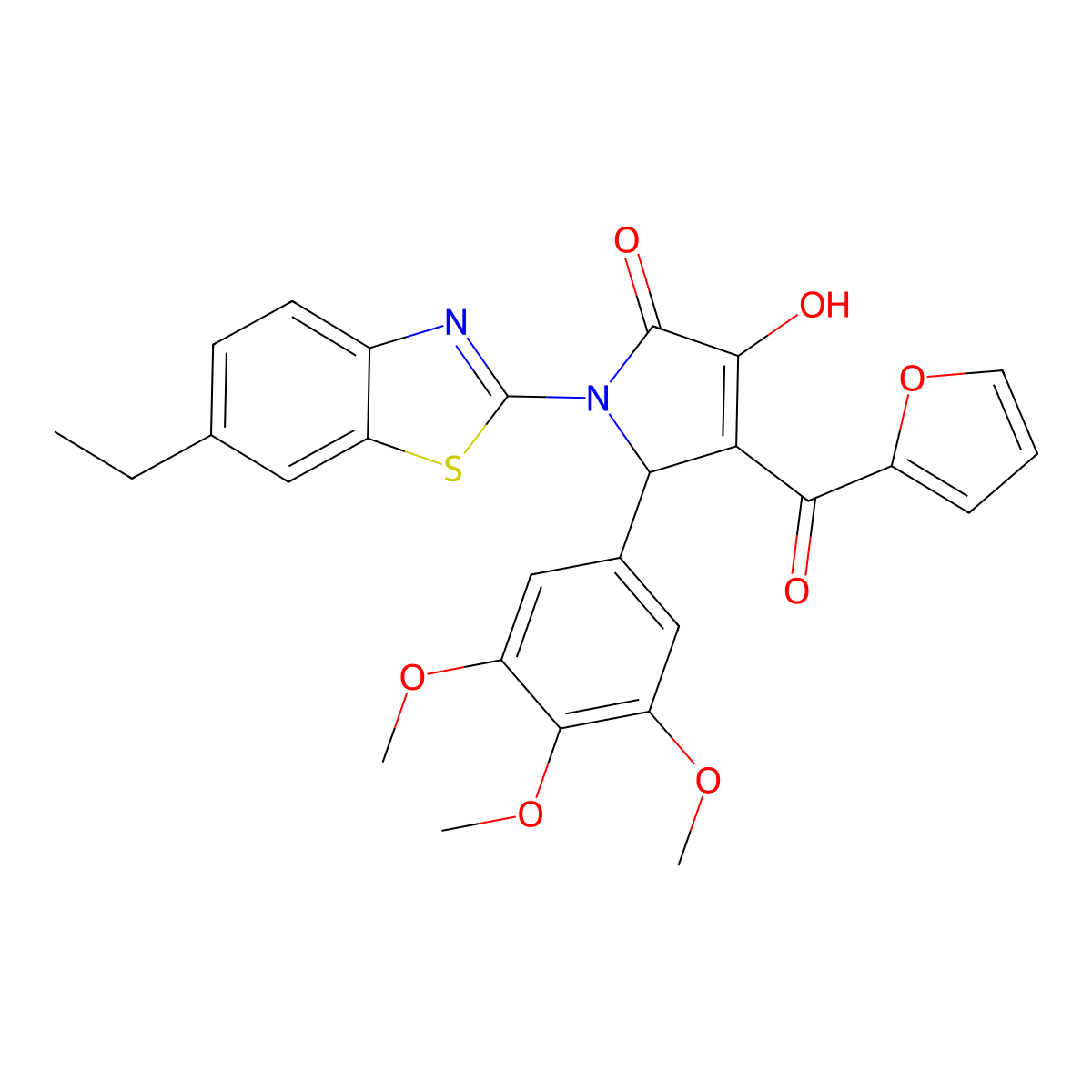 1-(6-Ethylbenzothiazol-2-yl)-4-(2-furylcarbonyl)-3-hydroxy-5-(3,4,5-trimethoxy phenyl)-3-pyrrolin-2-one molecular structure, CAS 618414-81-6