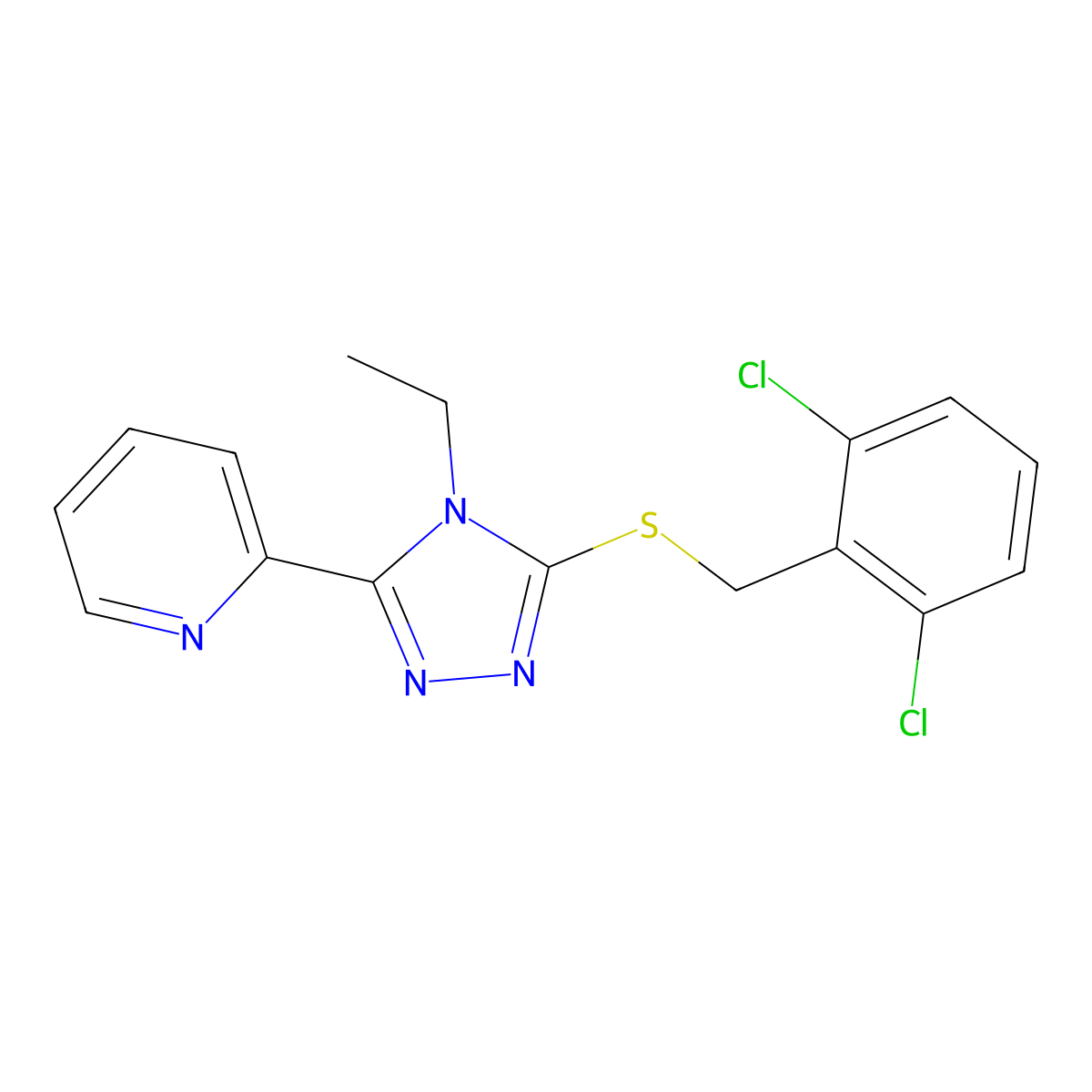 2-(5-((2,6-Dichlorobenzyl)thio)-4-ethyl-4H-1,2,4-triazol-3-YL)pyridine molecular structure, CAS 618415-01-3