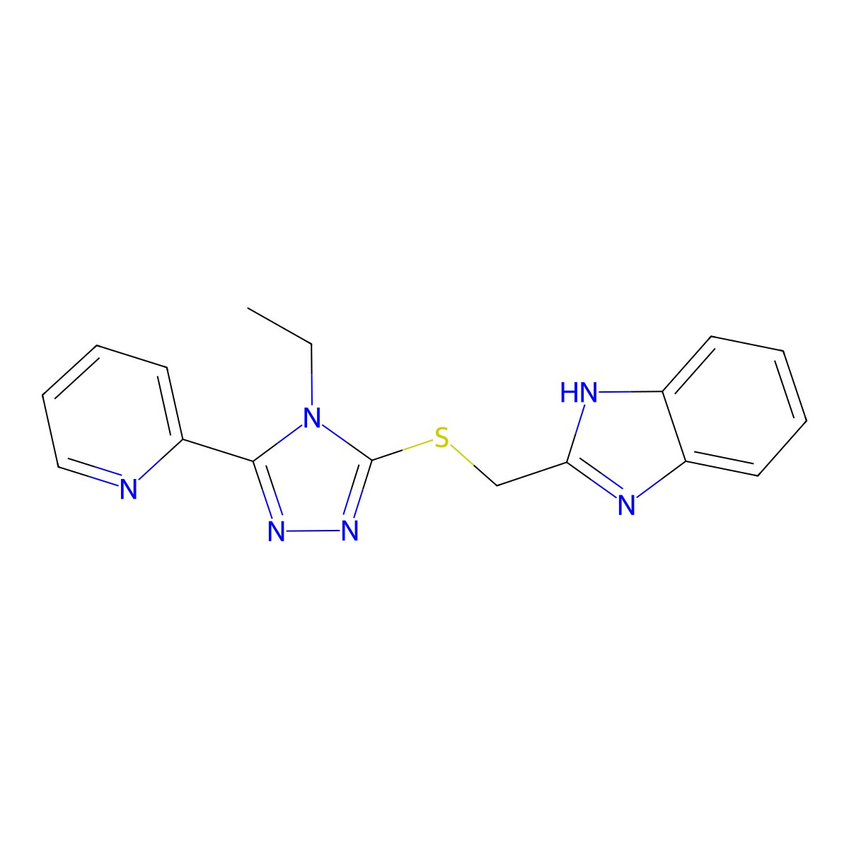 1H-Benzimidazol-2-ylmethyl 4-ethyl-5-(2-pyridinyl)-4H-1,2,4-triazol-3-YL sulfide molecular structure, CAS 618415-24-0