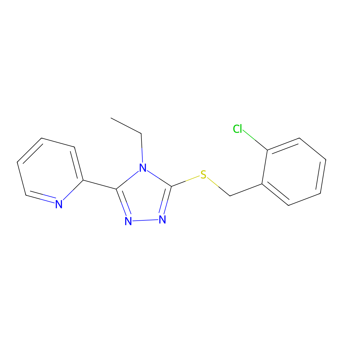 2-(5-((2-Chlorobenzyl)thio)-4-ethyl-4H-1,2,4-triazol-3-YL)pyridine molecular structure, CAS 618415-53-5