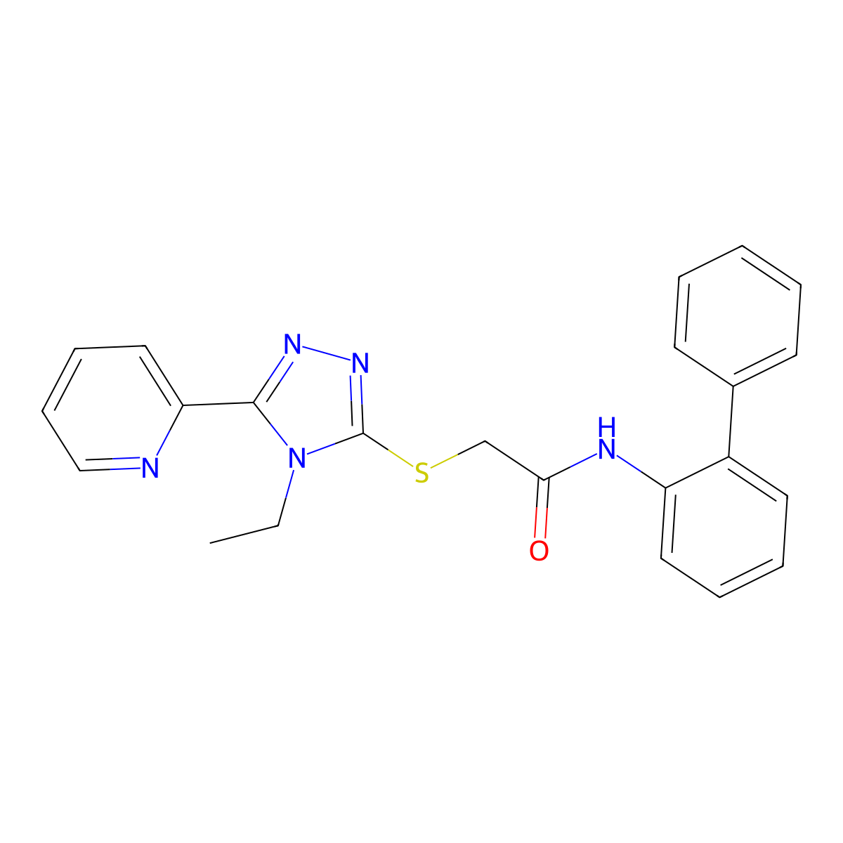 N-[1,1'-Biphenyl]-2-YL-2-{[4-ethyl-5-(2-pyridinyl)-4H-1,2,4-triazol-3-YL]sulfanyl}acetamide molecular structure, CAS 618415-88-6