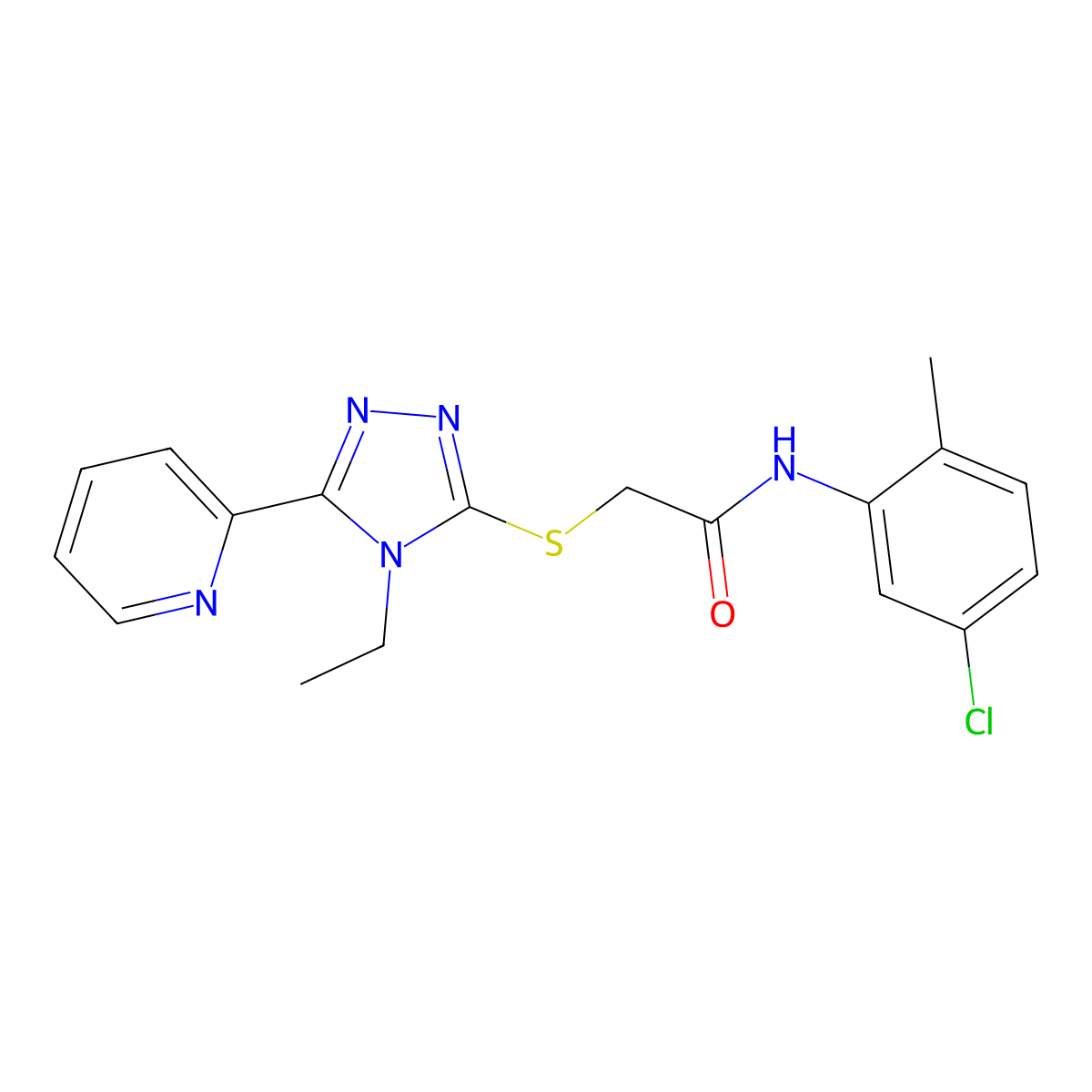 N-(5-Chloro-2-methylphenyl)-2-{[4-ethyl-5-(2-pyridinyl)-4H-1,2,4-triazol-3-YL]sulfanyl}acetamide molecular structure, CAS 618416-00-5
