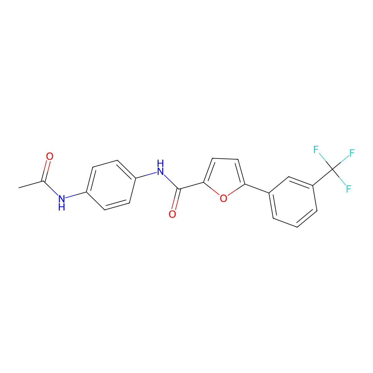 N-(4-acetamidophenyl)-5-(3-(trifluoromethyl)phenyl)furan-2-carboxamide molecular structure, CAS 618416-38-9