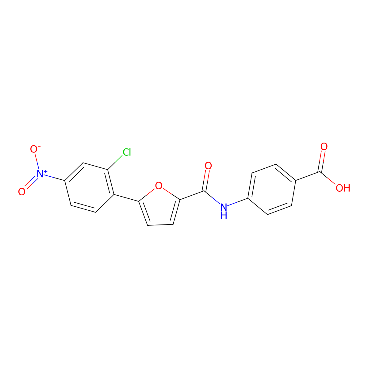 4-[[5-(2-Chloro-4-nitrophenyl)furan-2-carbonyl]amino]benzoic acid molecular structure, CAS 618418-44-3