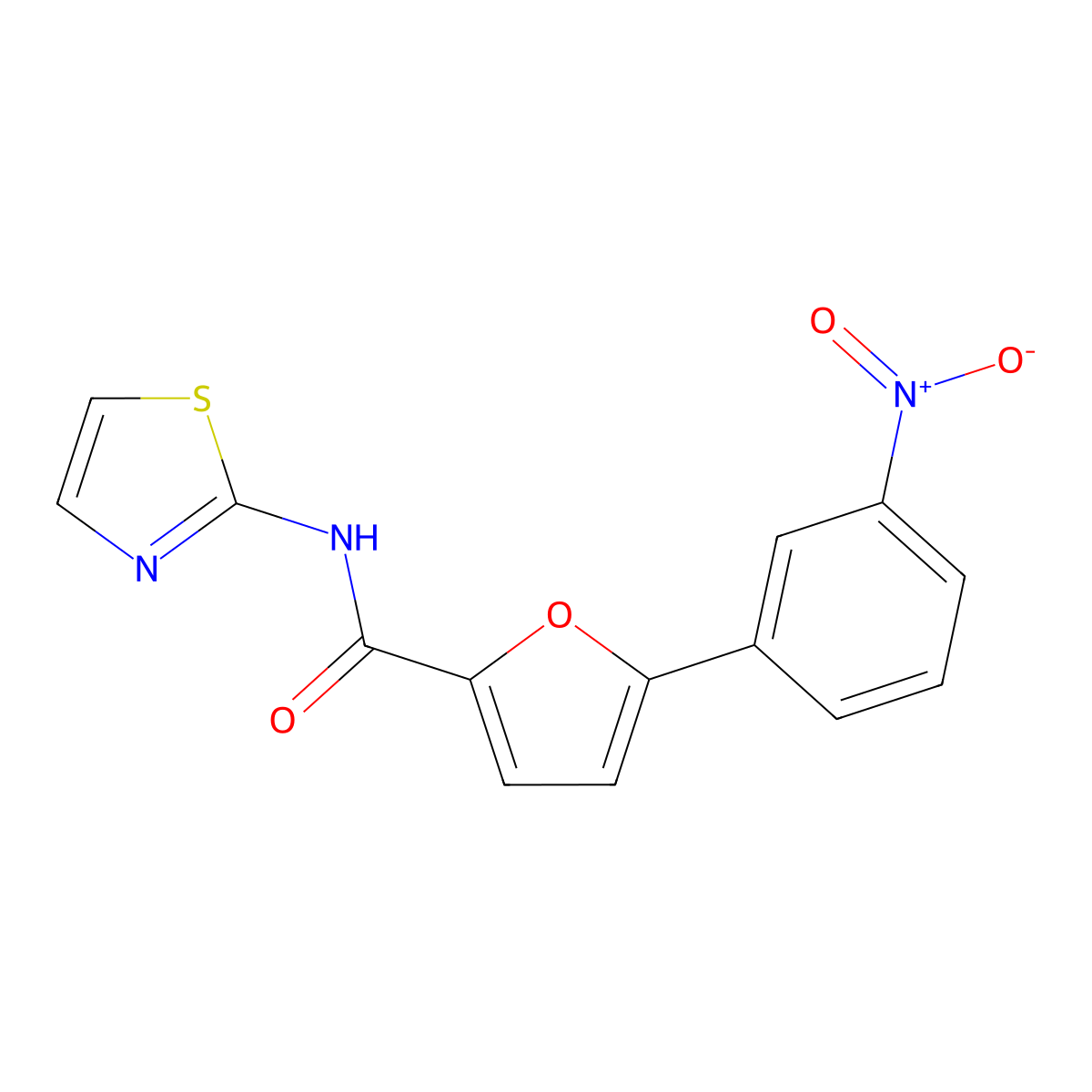 5-(3-nitrophenyl)-N-(1,3-thiazol-2-yl)furan-2-carboxamide molecular structure, CAS 618418-45-4