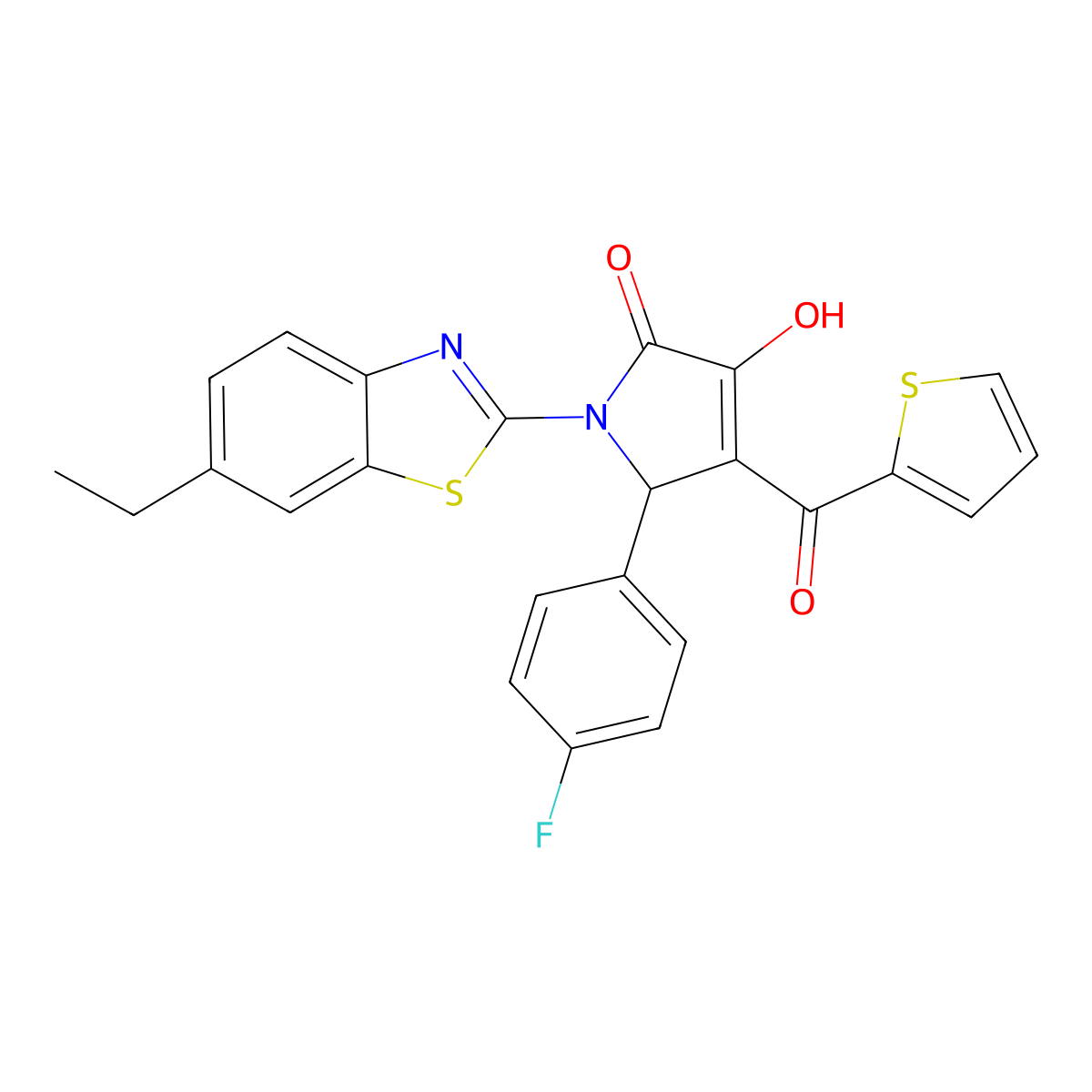 1-(6-Ethylbenzothiazol-2-yl)-5-(4-fluorophenyl)-3-hydroxy-4-(2-thienylcarbonyl)-3-pyrrolin-2-one molecular structure, CAS 618422-26-7
