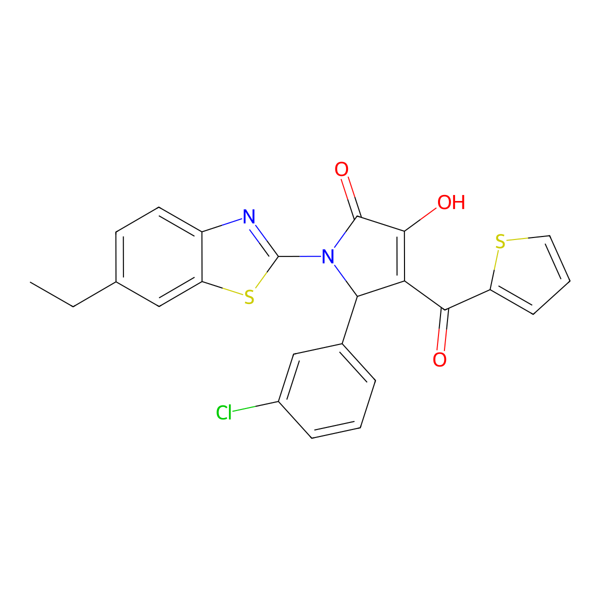 5-(3-Chlorophenyl)-1-(6-ethylbenzothiazol-2-yl)-3-hydroxy-4-(2-thienylcarbonyl)-3-pyrrolin-2-one molecular structure, CAS 618422-29-0