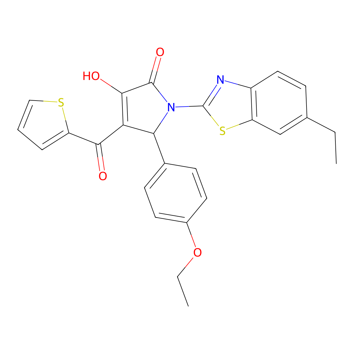 5-(4-Ethoxyphenyl)-1-(6-ethylbenzothiazol-2-yl)-3-hydroxy-4-(2-thienylcarbonyl)-3-pyrrolin-2-one molecular structure, CAS 618422-59-6