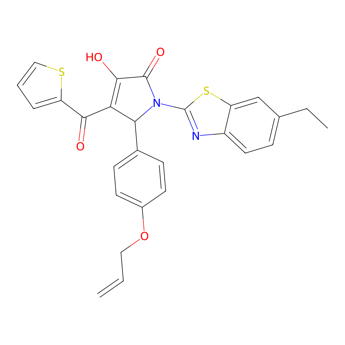 1-(6-Ethylbenzothiazol-2-yl)-3-hydroxy-5-(4-prop-2-enyloxyphenyl)-4-(2-thienyl carbonyl)-3-pyrrolin-2-one molecular structure, CAS 618422-65-4